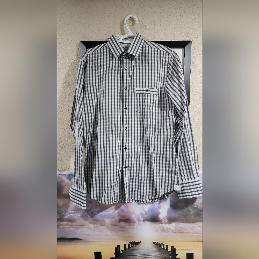 Express Long Sleeve Shirt Men  Size S/P 14, 14 1/2 Fitted